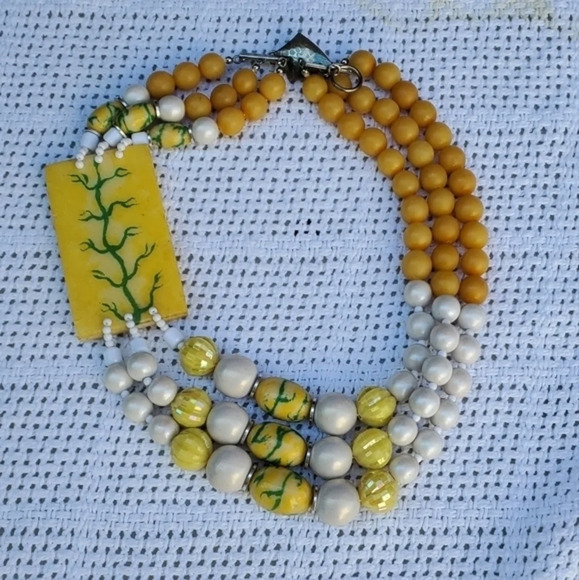 Vintage Triple Strand‎  Artisan Necklace - Picture 2 of 9